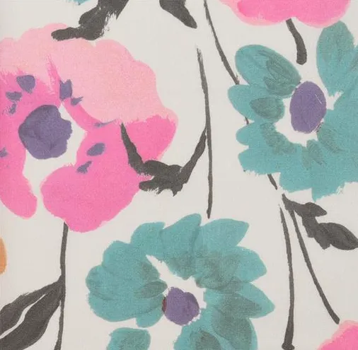 Katoen wit met pastelgekleurde bloemen  -  Knipmode